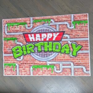 Green and Red Happy Birthday Party Banner